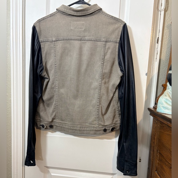 RAG & BONE Iron Denim & Genuine Lamb Leather Sleeve Jacket - Large - Picture 7 of 16